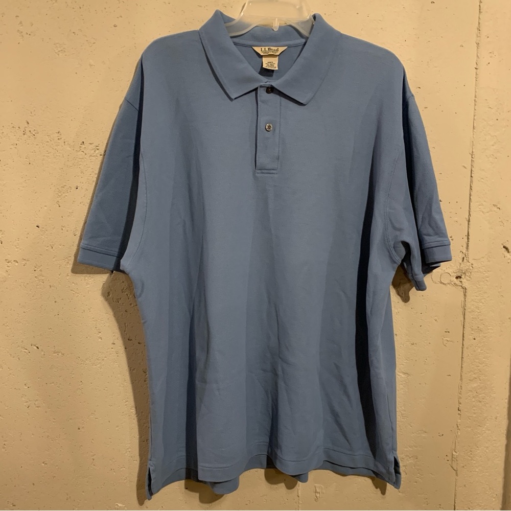 Double L Polo Shirt Short Sleeve Wrinkle Resistant L L Bean Light Blue Size XL